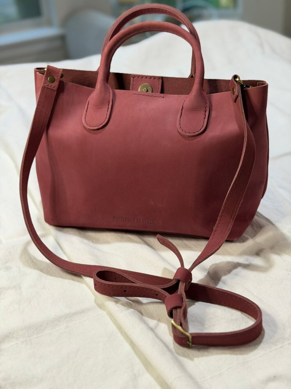 Portland Leather - Mini Cross body tote in Dusty Rose - Picture 2 of 5